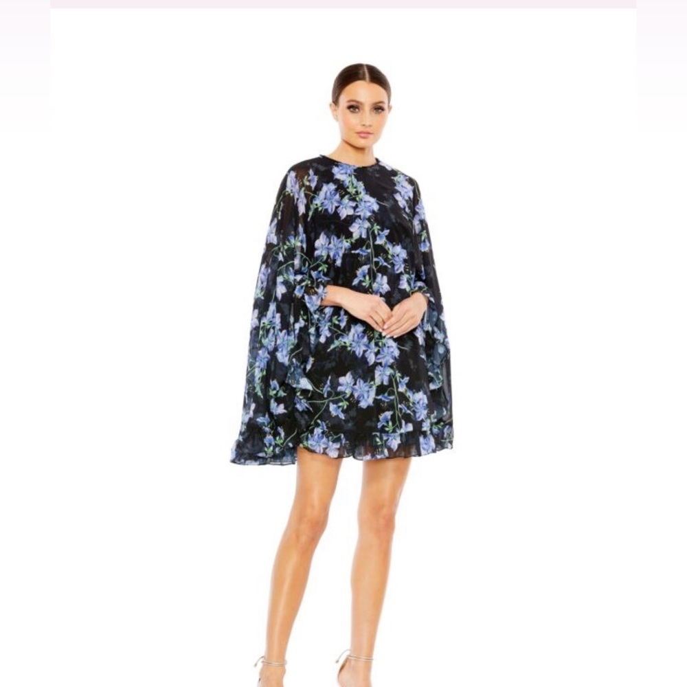 Mac Duggal Floral Cape Party Dress NWT Size 4 - Picture 2 of 8